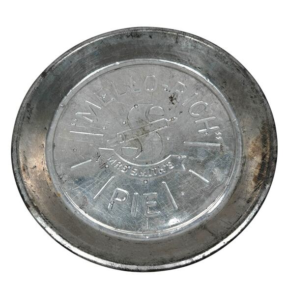 Vintage Mrs Smith's Mello-Rich Metal Pie Pan Plates Silver Tone Lot of 5 - Picture 6 of 12